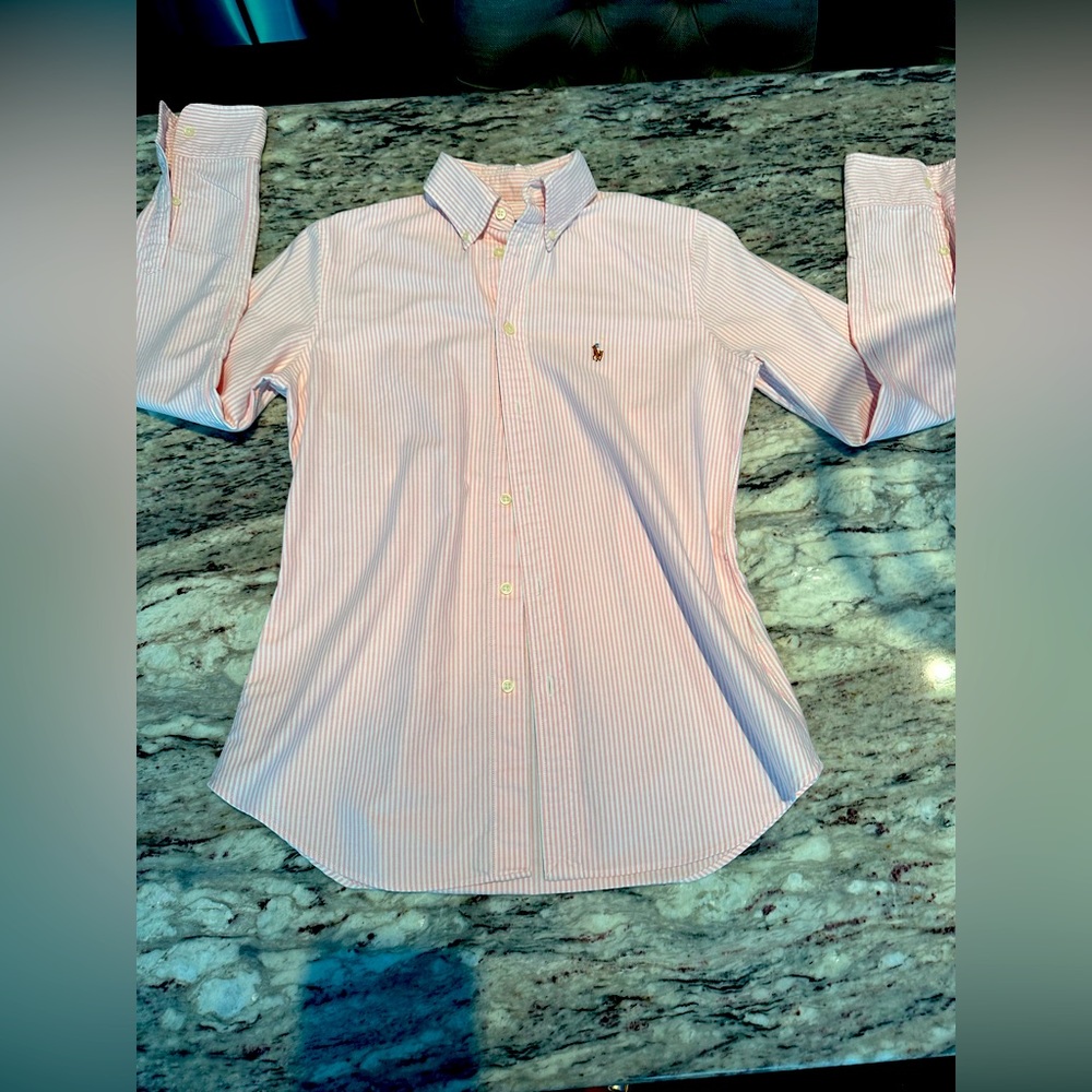 Polo Classic Fit Oxford Shirt Pink & White striped